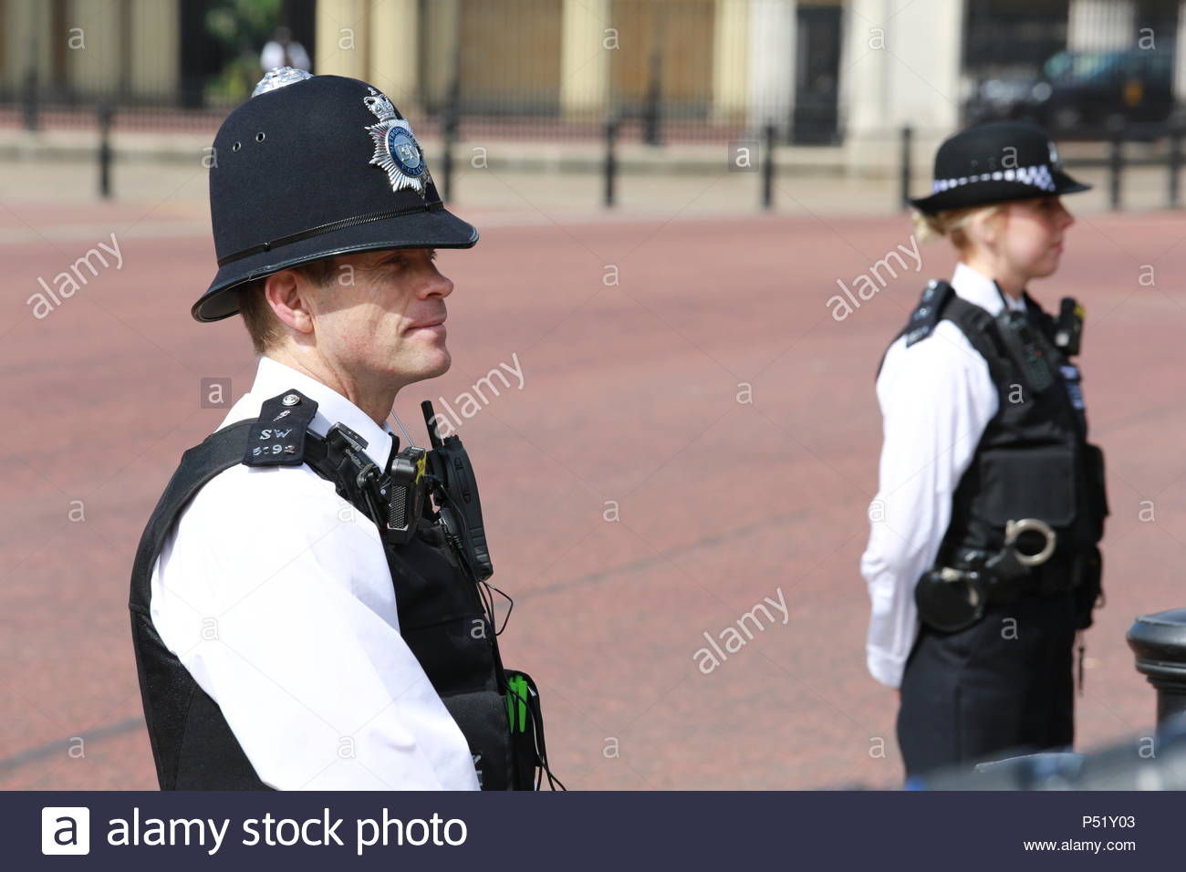 The annual Trooping the Colour has taken place in London in honour of Queen Elizabeth's birthday. Thousands lined the streets to welcome Her Majesty a Stock Photo