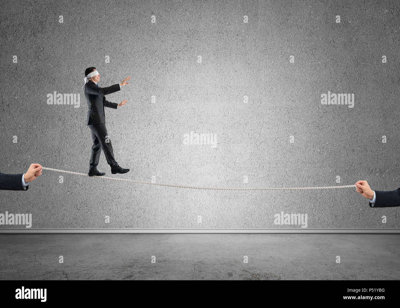 Business concept of risk support and assistance with man balancing on ...