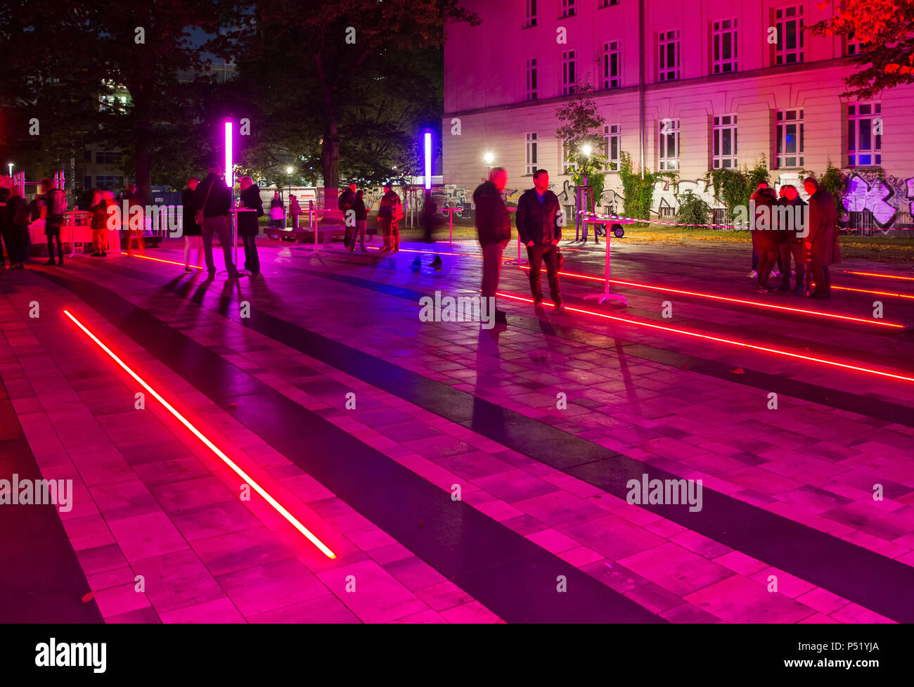 Light installation on the Zeppelinplatz in Berlin-Wedding Stock Photo