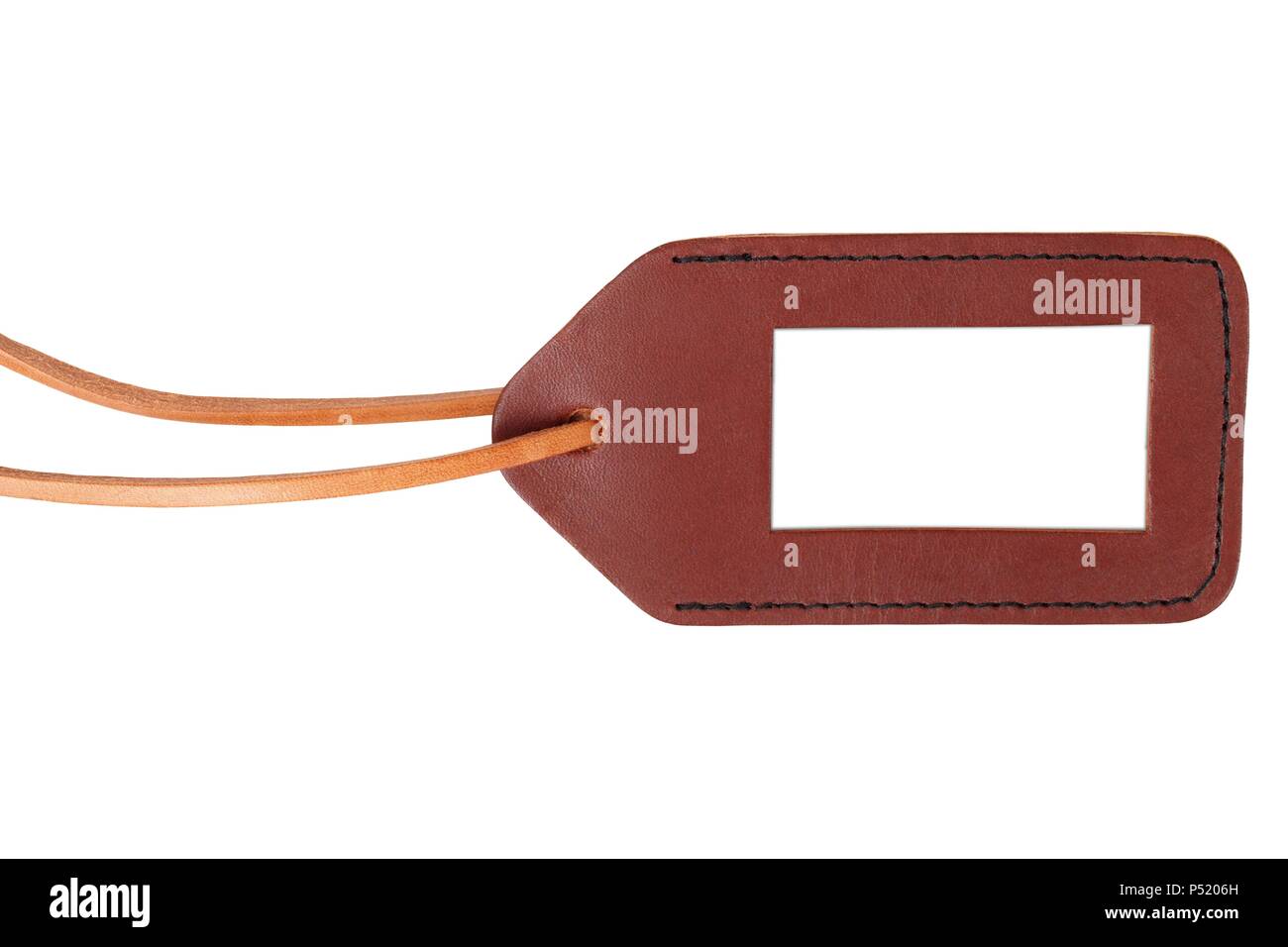 Blank leather luggage tag isolated on white background Stock Photo Alamy