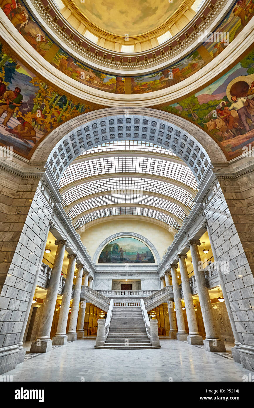 Salt Lake City, USA - October 23, 2016: Elegant interior of the Utah State Capitol building. Stock Photo