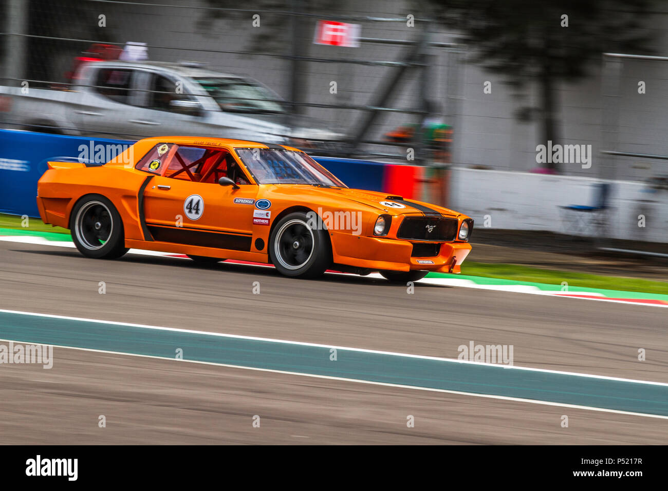 Mexico City, Mexico – September 01, 2017: Autodromo Hermanos Rodriguez. FIA World Endurance Championship WEC. Cesar Tiberio running his 1967 Mustang Modified at the free practice for the Mexico Vintage Series. Stock Photo