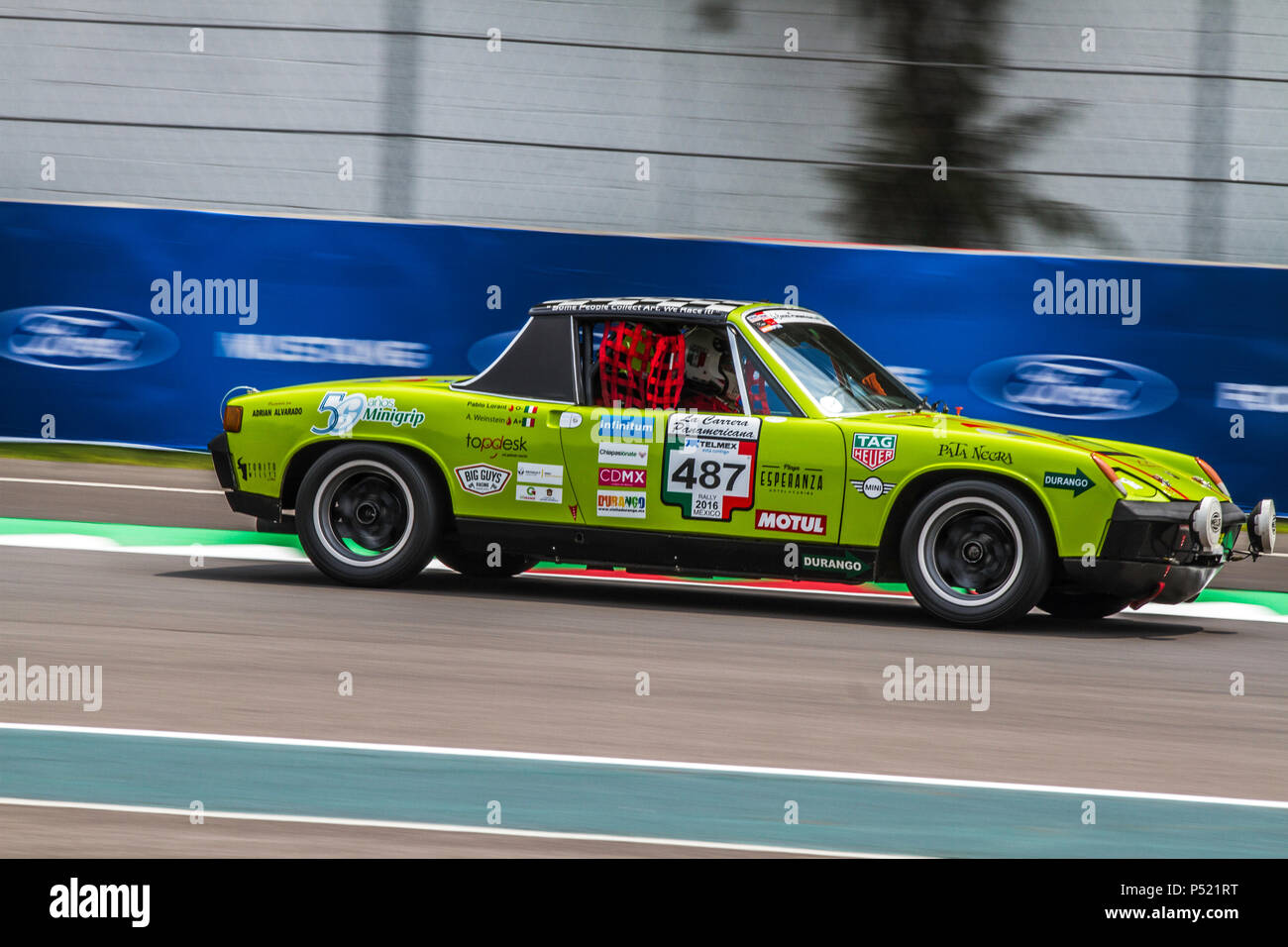 Mexico City, Mexico – September 01, 2017: Autodromo Hermanos Rodriguez. FIA World Endurance Championship WEC. Pablo Lorant & A. Weinstein No.487 running his 1969-1976 VW Porsche 914 at the free practice for the Mexico Vintage Series. Stock Photo