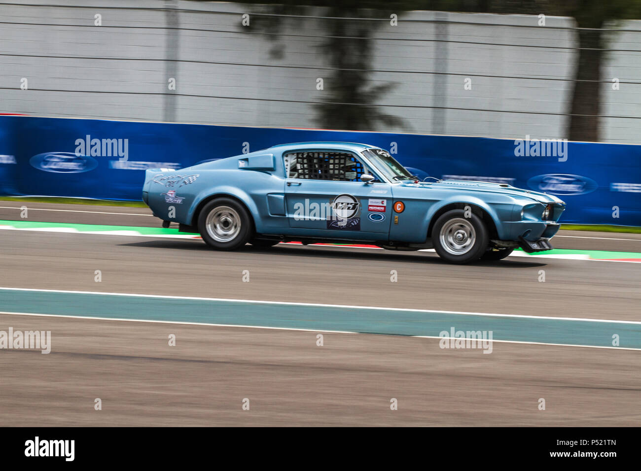 Mexico City, Mexico – September 01, 2017: Autodromo Hermanos Rodriguez. FIA World Endurance Championship WEC. 1967 Mustang Shelby GT500 No.133 running at the free practice for the Mexico Vintage Series. Stock Photo