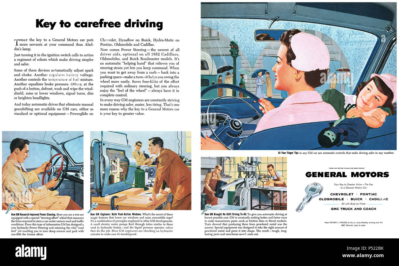 1952 U.S. advertisement for General Motors. Stock Photo