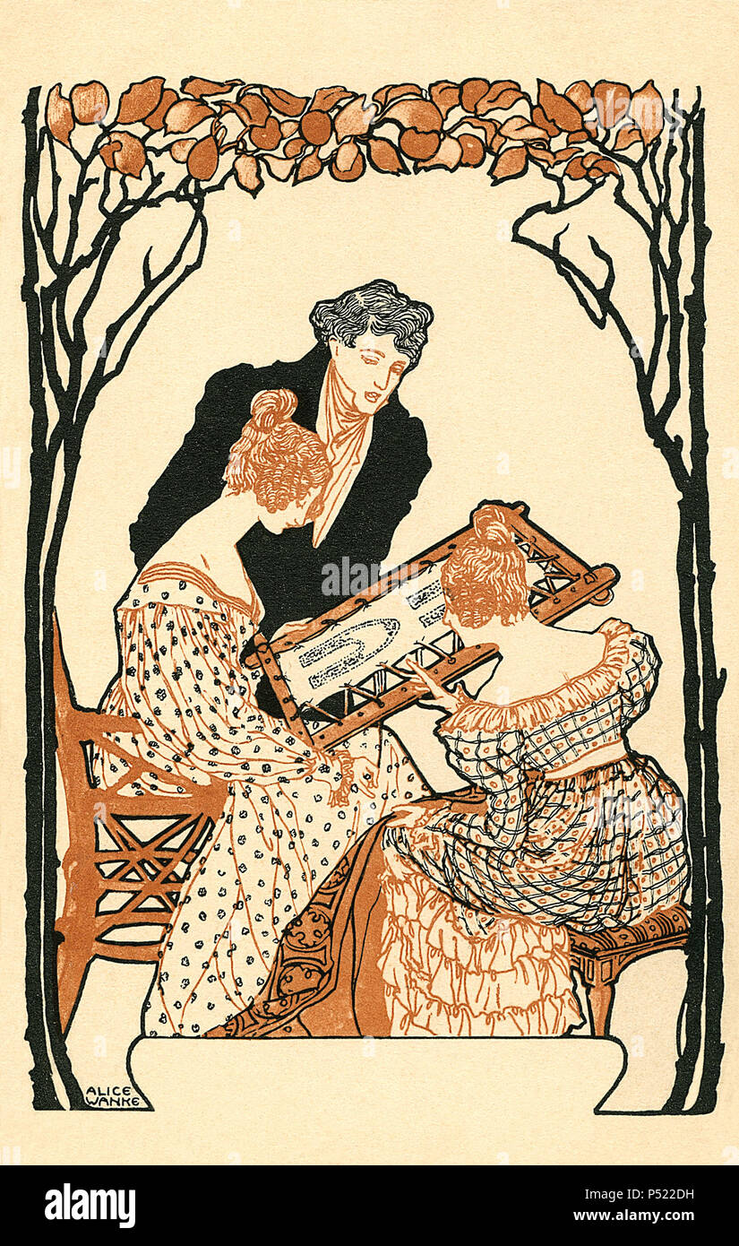 Vintage art nouveau postcard by the Austrian artist Alice Wanke (1873