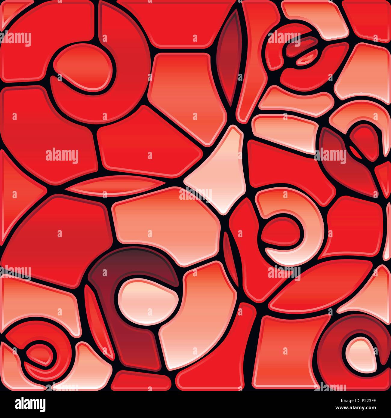 abstract vector stained-glass mosaic background - red spiral Stock ...