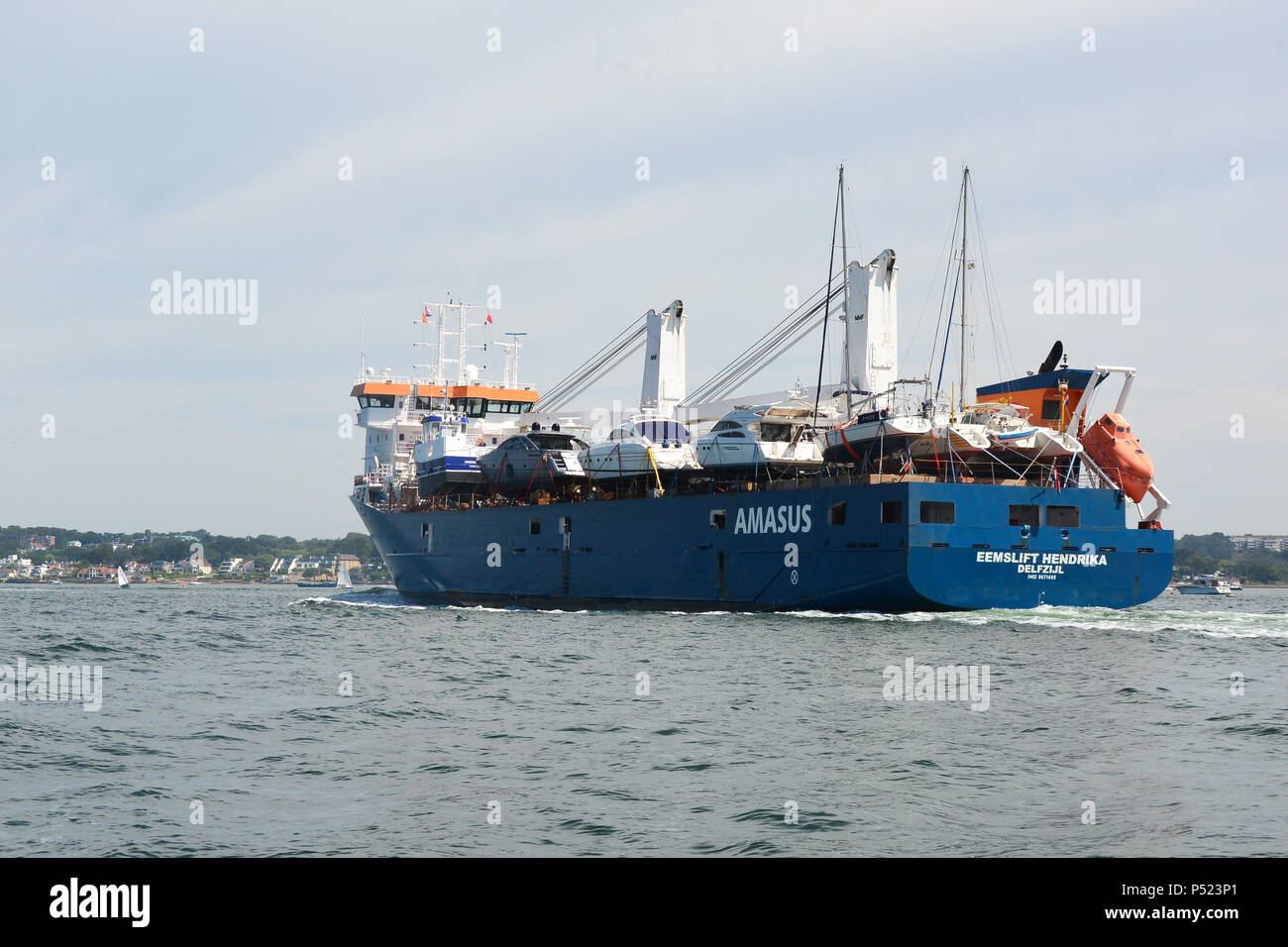 Poole Harbour, Dorset, United Kingdom. 23 June 2018. Vessel EEMSLIFT HENDRIKA entering Poole Harbour. Vessel EEMSLIFT HENDRIKA (IMO: 9671486, MMSI: 244790047) is a General Cargo Ship built in 2015 and currently sailing under the flag of Netherlands.   JWO/Alamy Live News Stock Photo