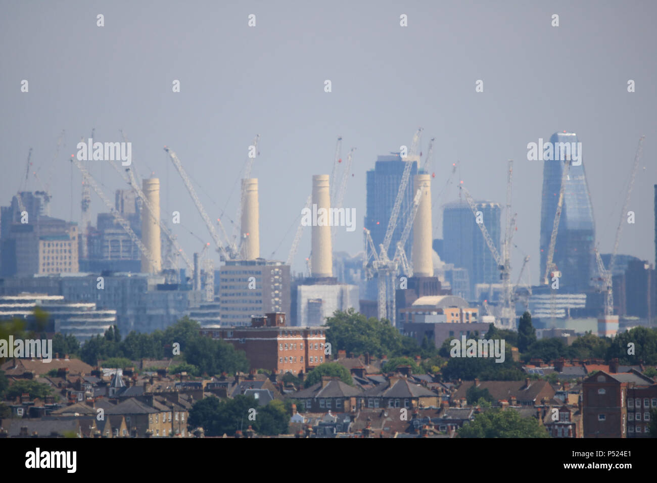 Wimbledon, London. 24th June 2018. UK UK Weather London City skyline