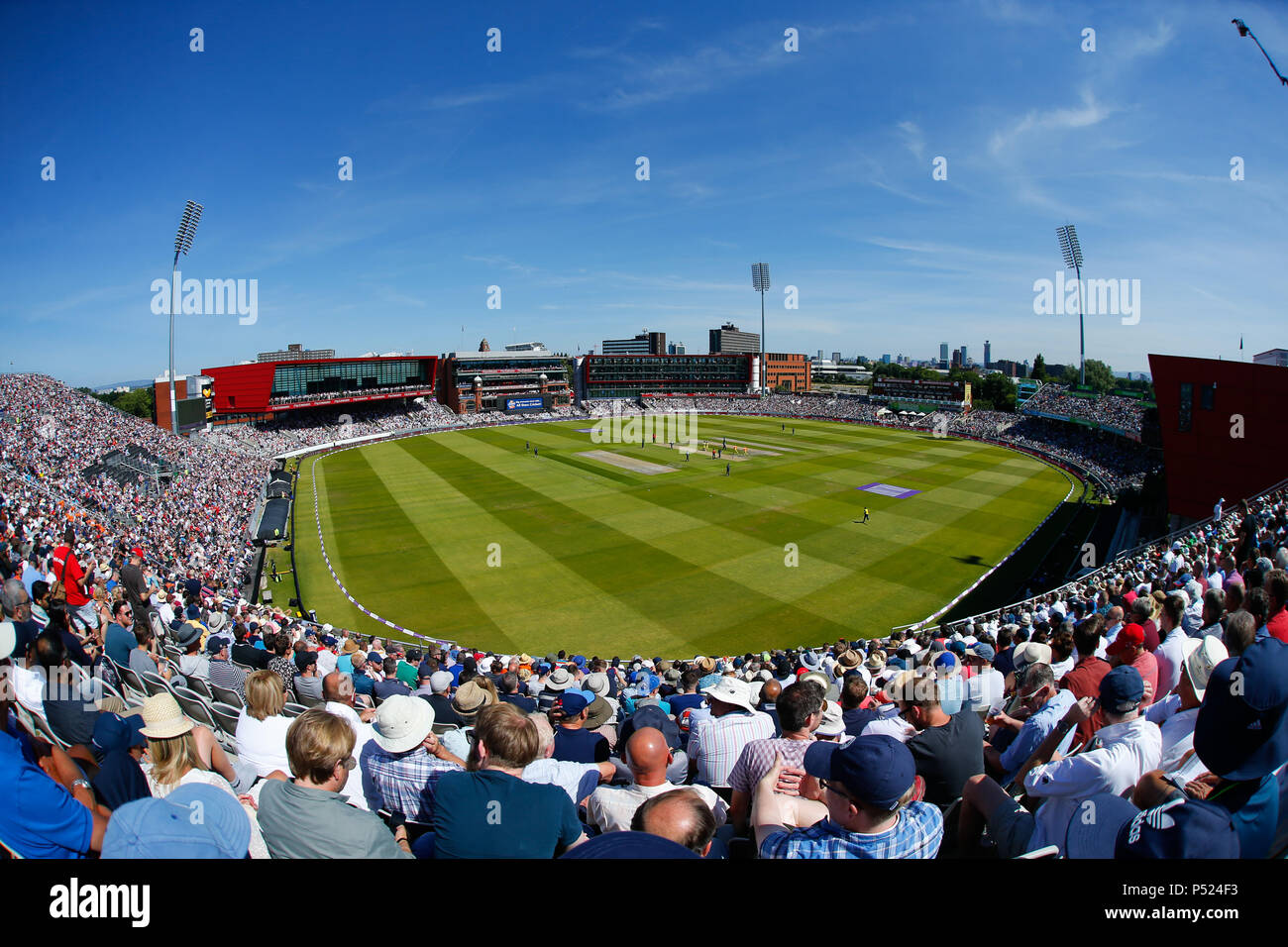 Manchester, UK. 24th June, 2018. Manchester, UK. 24th June, 2018. Sunday 24th June 2018, Emirates Old Trafford, 5th ODI Royal London One-Day Series England v Australia; General stadium view showing a capacity crowd watching Australia bat during the 1st innings against England. Credit: News Images /Alamy Live News Credit: News Images /Alamy Live News Stock Photo
