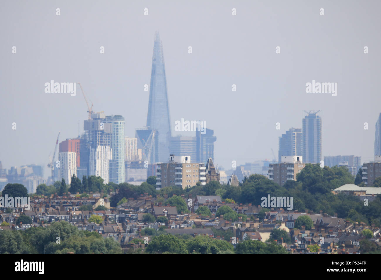 Wimbledon, London. 24th June 2018. UK UK Weather London City skyline