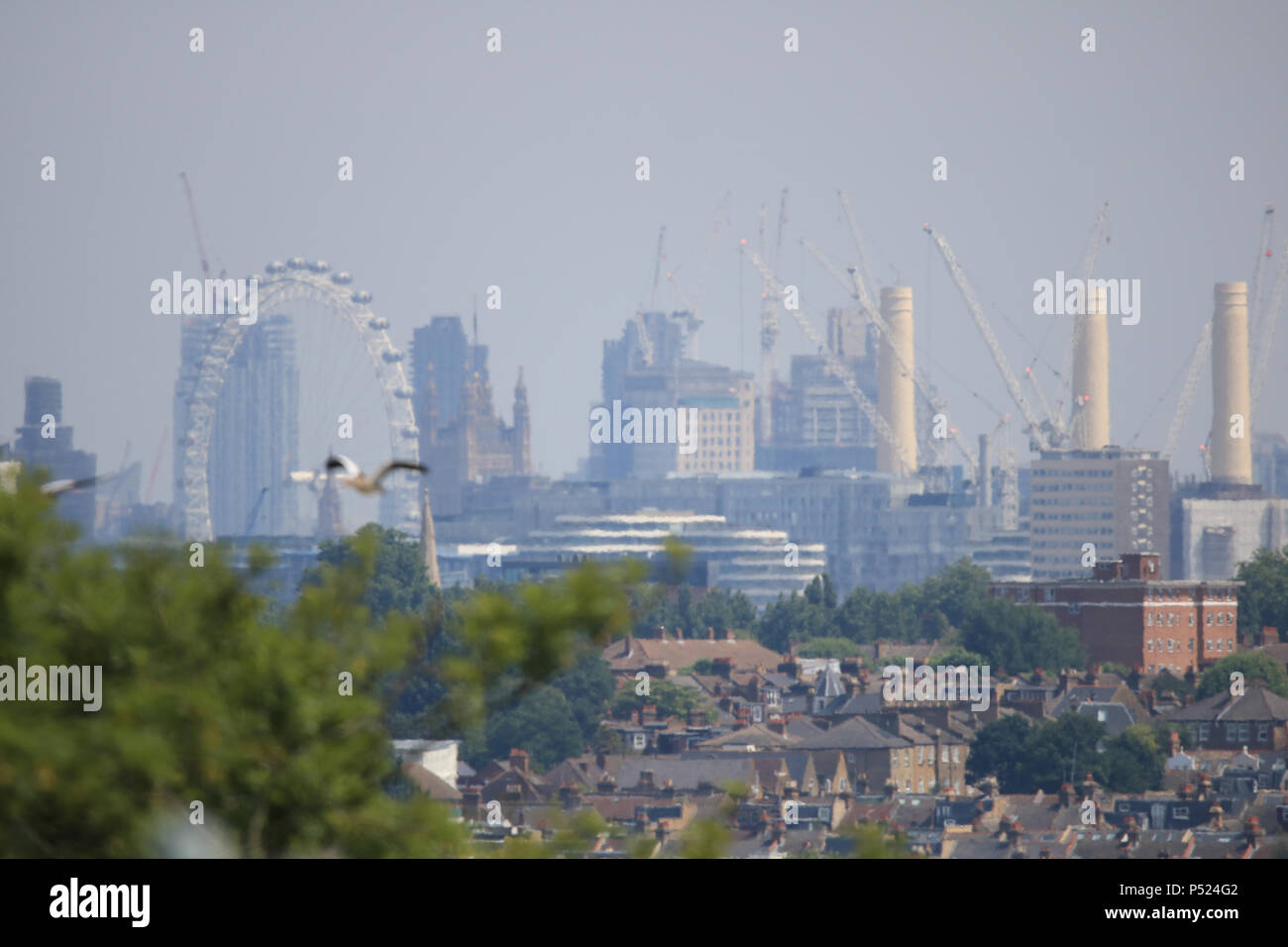 Wimbledon, London. 24th June 2018. UK UK Weather London City skyline
