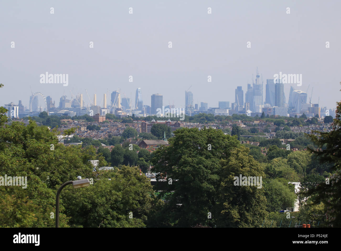 Wimbledon, London. 24th June 2018. UK UK Weather London City skyline
