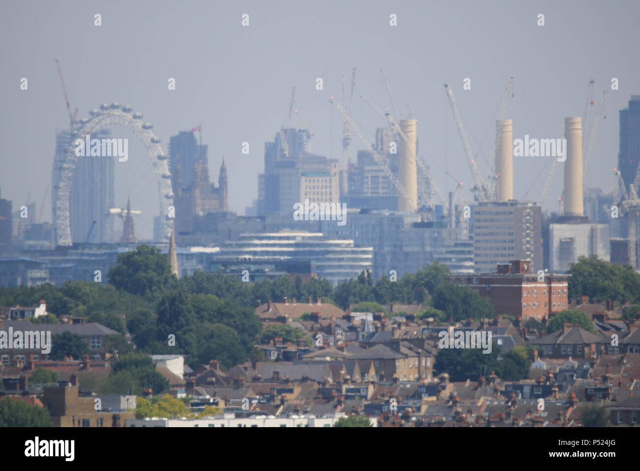 Wimbledon, London. 24th June 2018. UK UK Weather London City skyline
