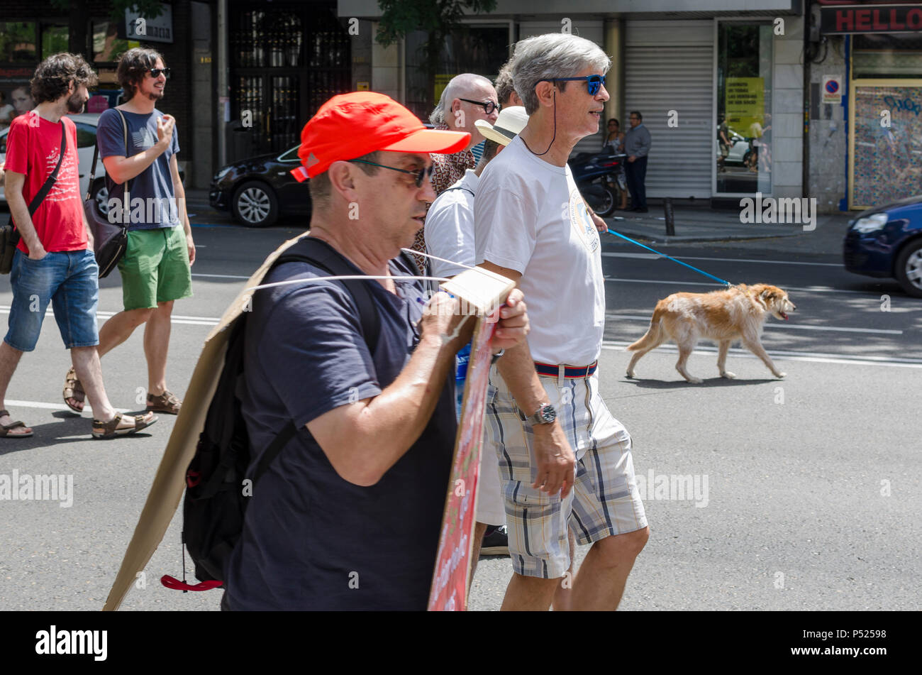 Madrid, Spain, 24 th June 2018. Rally of men against sexist in San Bernardo street, 24 th June 2018 in Madrid, Spain. Credit: Enrique Davó/Alamy Live News. Stock Photo