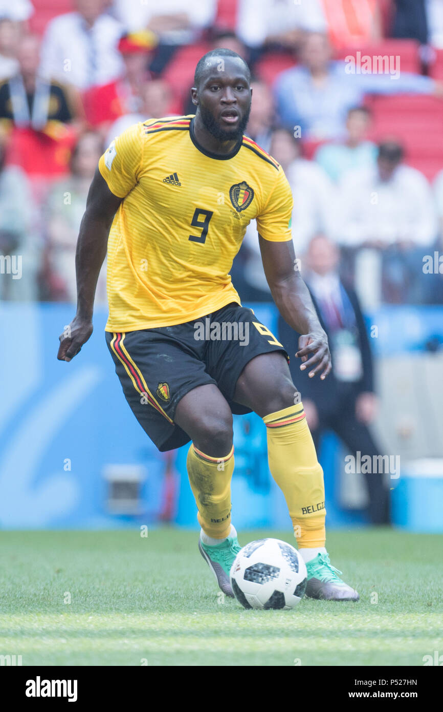 Moscow, Russia. 23rd June, 2018. Romelu LUKAKU (BEL) with Ball, individual action with ball, action, full figure, portrait, Belgium (BEL) - Tunisia (TUN) 5: 2, preliminary round, group G, match 29, on 23.06.2018 in Moscow; Football World Cup 2018 in Russia from 14.06. - 15.07.2018. | usage worldwide Credit: dpa/Alamy Live News Stock Photo