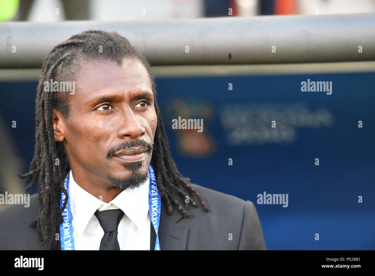 Yekaterinburg, Russia. 24th June, 2018. Senegal's head coach Aliou Cisse is seen before the 2018 FIFA World Cup Group H match between Japan and Senegal in Yekaterinburg, Russia, June 24, 2018. Credit: Liu Dawei/Xinhua/Alamy Live News Stock Photo