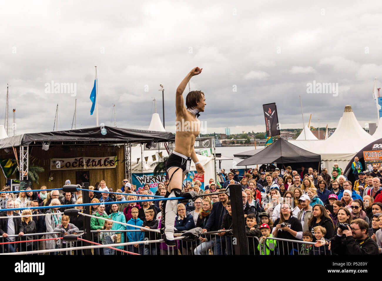 Kiel, Germany. 24 June, 2018. Maximum Wrestling Performs Outside.