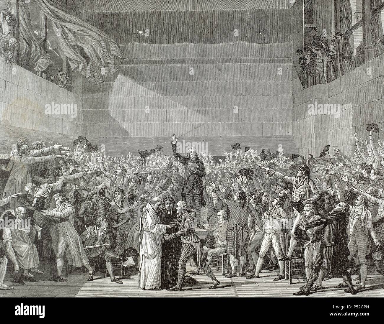 French Revolution. The Tennis Court Oath (June 20, 1789). Engraving, 19th  century Stock Photo - Alamy