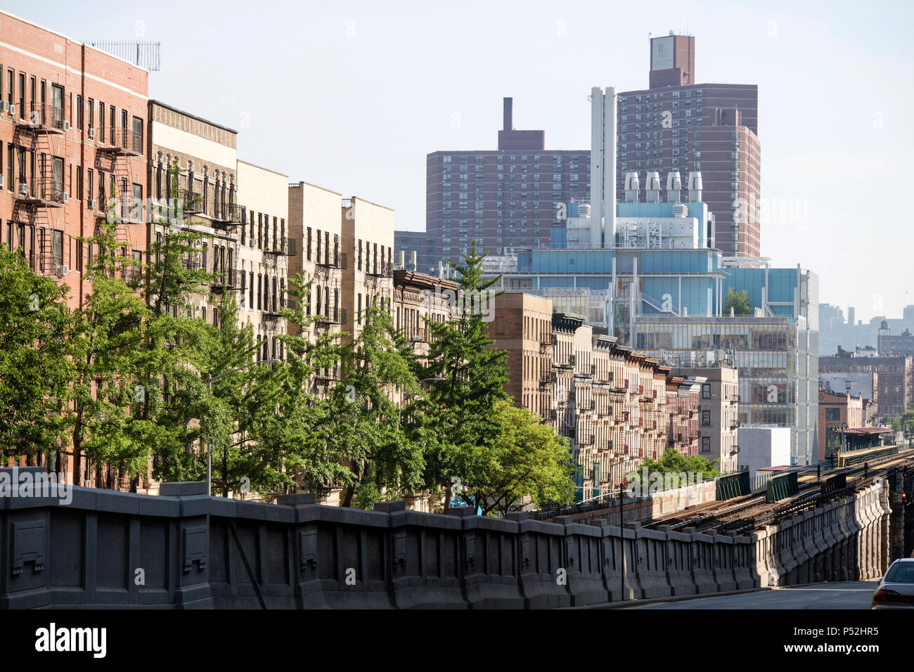 Manhattan, New York USA. View looking across railroad tracks to 125th