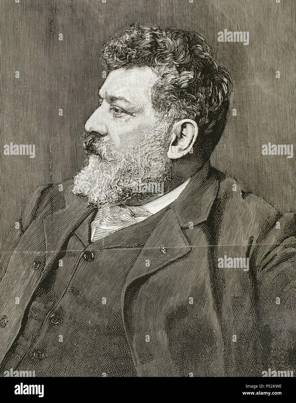Francisco Domingo Marques (1842-1920). Spanish painter. Eclictic style. Portrait. Engraving. 19th century. Stock Photo