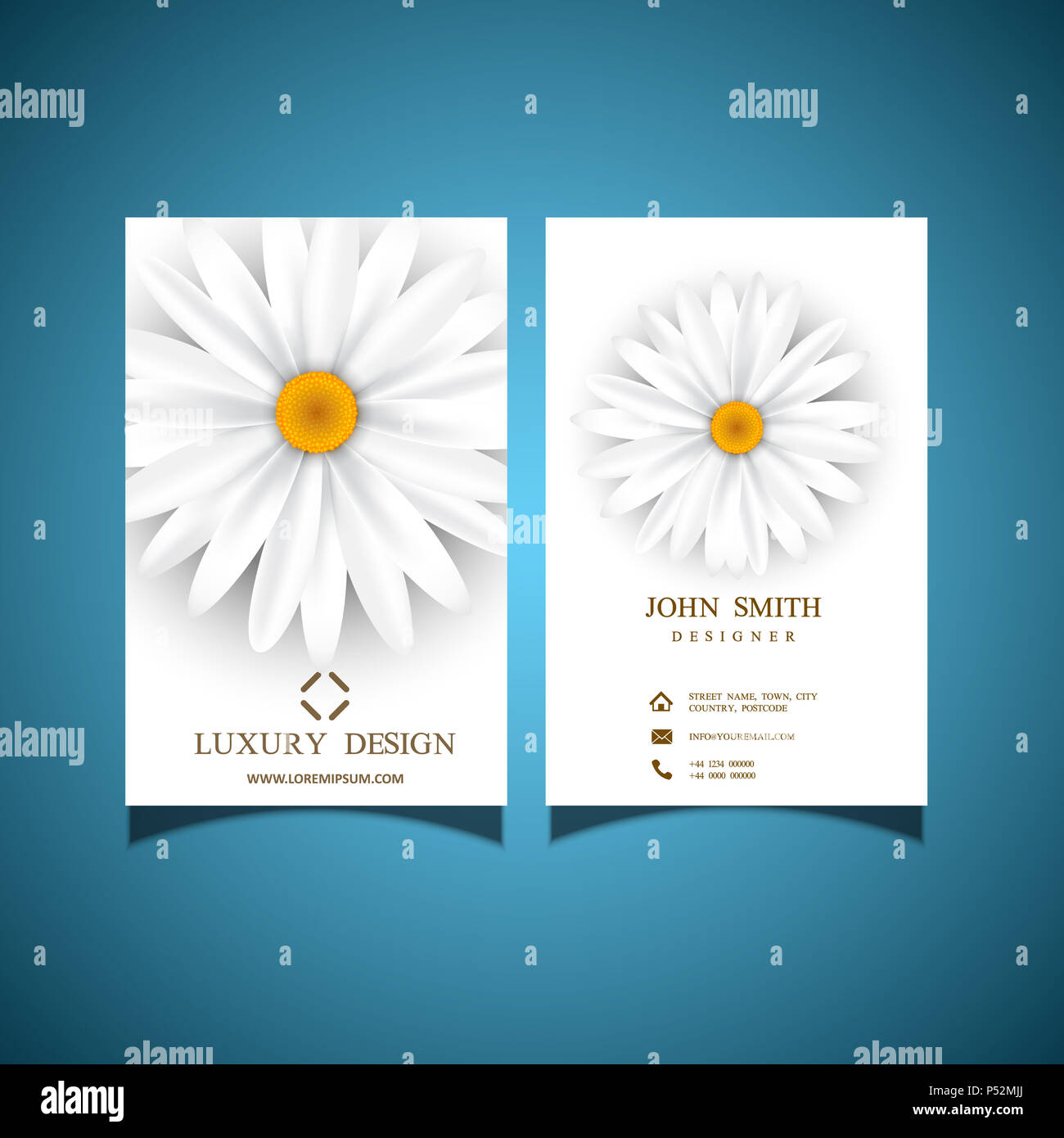 Business card with elegant flower design Stock Photo Alamy