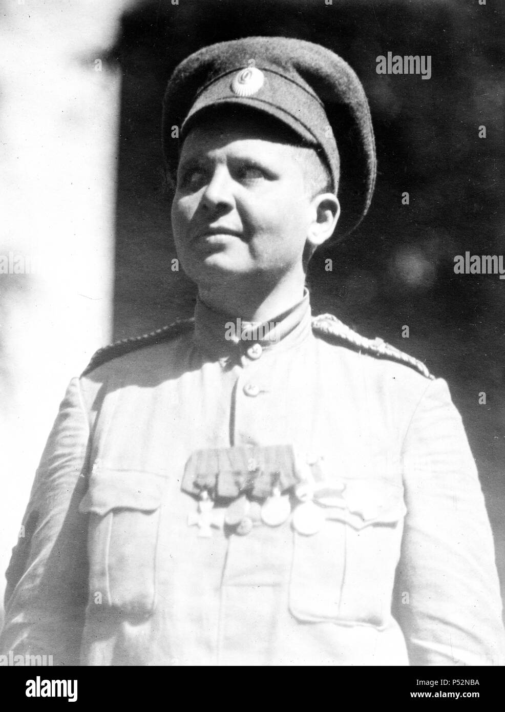Maria Leontievna Bochkareva (1889-1920), a Russian woman who served as a soldier in World War I and formed the Women's Battalion of Death. Stock Photo