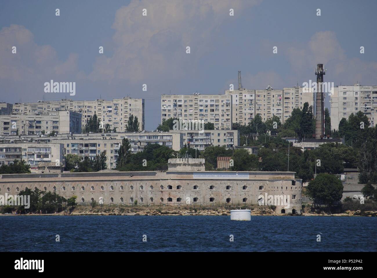 Ukraine. Sevastopol. Fort Michael. At, background, buildings constructed at Soviet times. Stock Photo