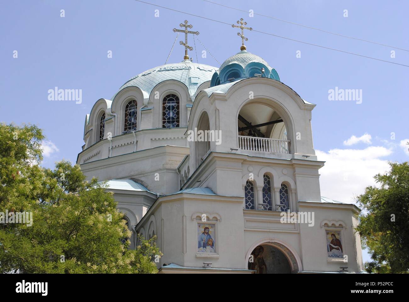 Ukraine. Autonomous Republic of Crimea. Yevpatoria. Cathedral of St. Nicholas the Miracle Worker. 19th century. Built by Alexander Bernardazzi. Exterior. Stock Photo