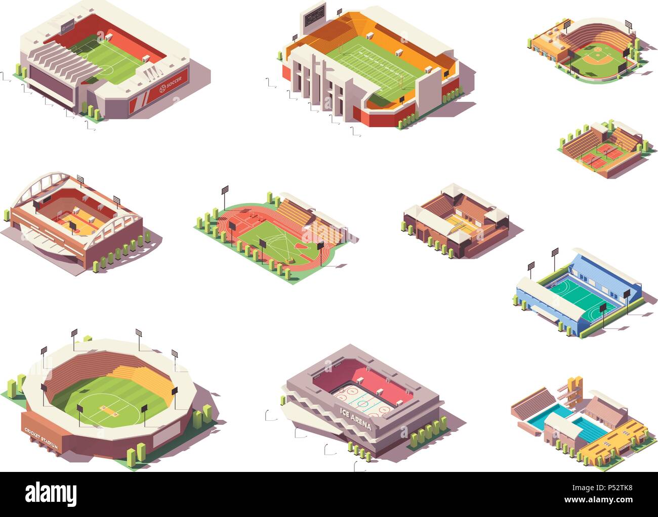 Vector isometric stadiums set Stock Vector
