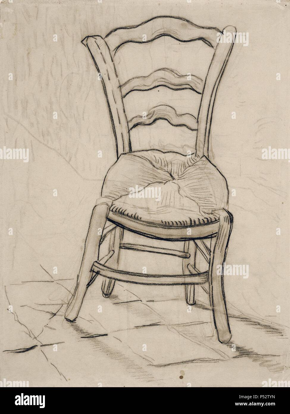 SILLA - DIBUJO A LAPIZ - SAINT-REMY - ABRIL/MAYO DE 1890 - 33 cm x 25 cm.  Author: Vincent van Gogh (1853-1890). Location: MUSEO VAN GOGH, AMSTERDAM,  HOLANDA Stock Photo - Alamy