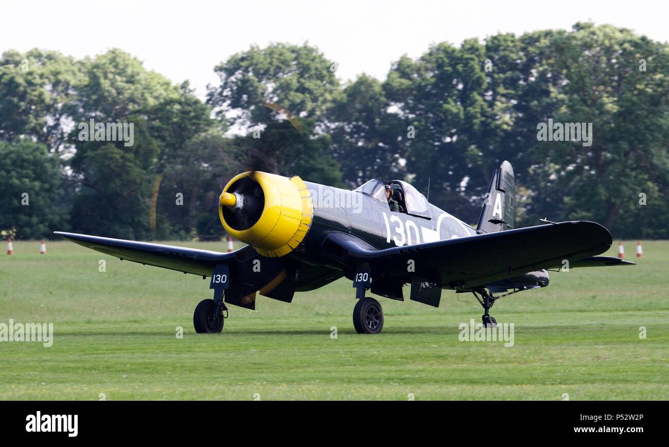 Goodyear FG-1D Corsair from The Fighter Collection at Shuttleworth Fly Navy airshow on 3rd June 2018 Stock Photo