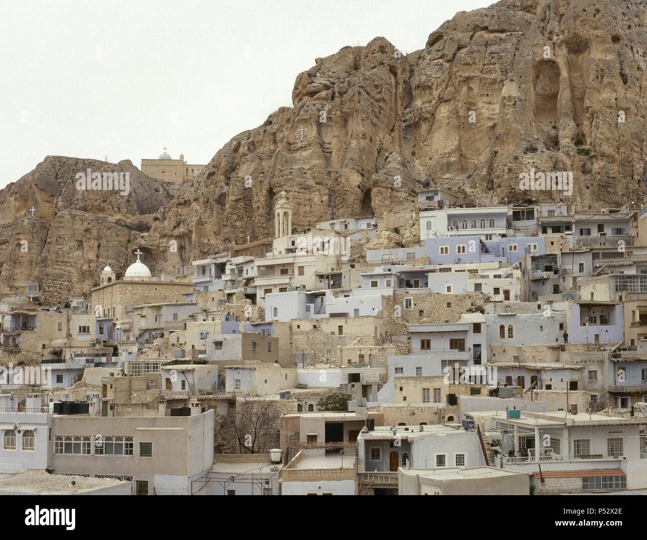 Syria. Ma«loula. Town built into the rugged mountainside. Village where