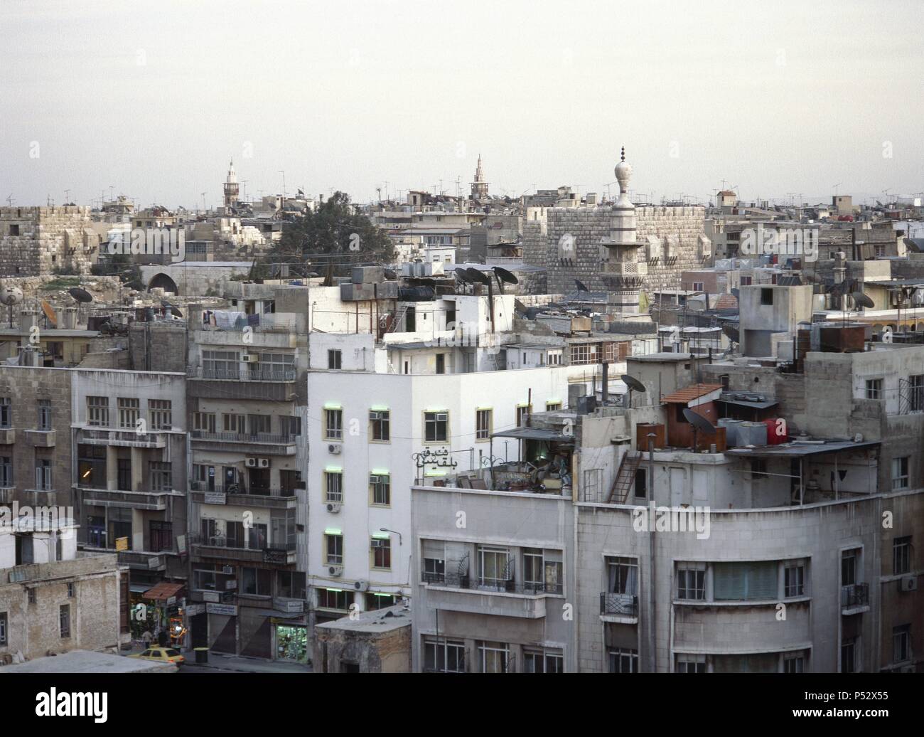 SIRIA. DAMASCO. Vista de la ciudad al atardecer. Stock Photo
