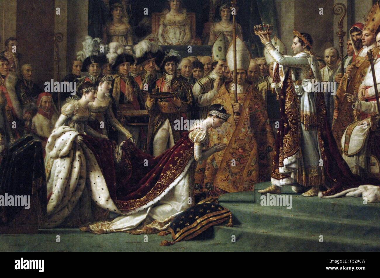 The Consecration of the Emperor Napolen and the Coronation of Empress Josephine on December 2, 1804, by  French painter Jacques Louis David (1748-1825). Museum of Louvre. Paris. France. Stock Photo