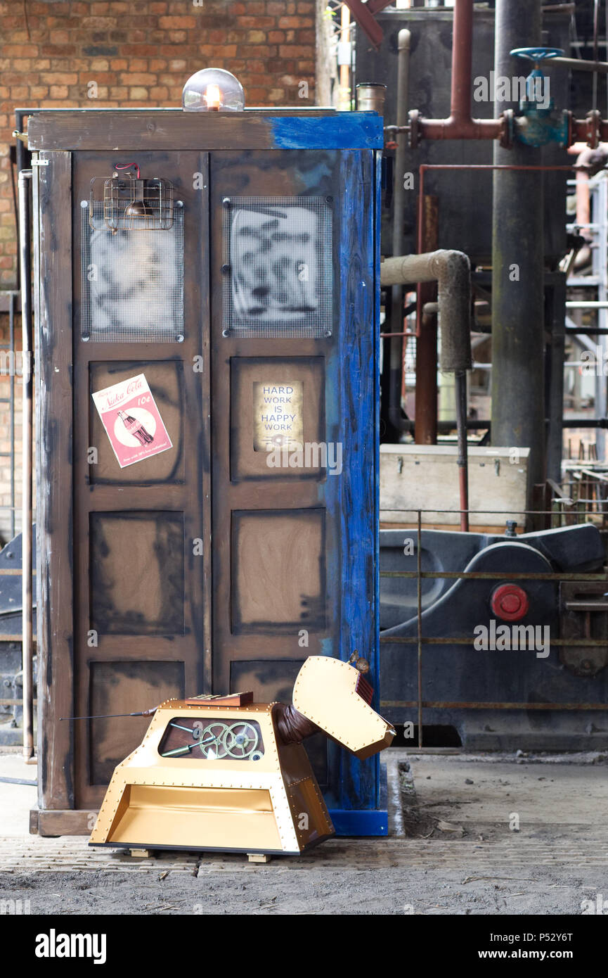 The Tardis and K9 steampunk style Stock Photo