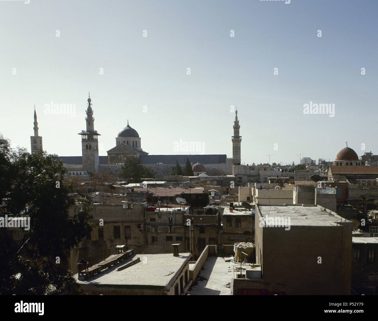 Syria. Damascus. Old town with Umayyad Mosque. View. Photo before