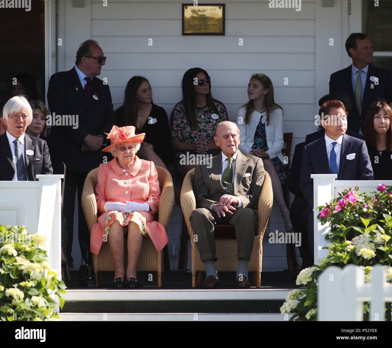 Queen Elizabeth II and The Duke of Edinburgh during the polo at the Guards Polo  Club, Windsor Great Park, Egham, Surrey Stock Photo - Alamy