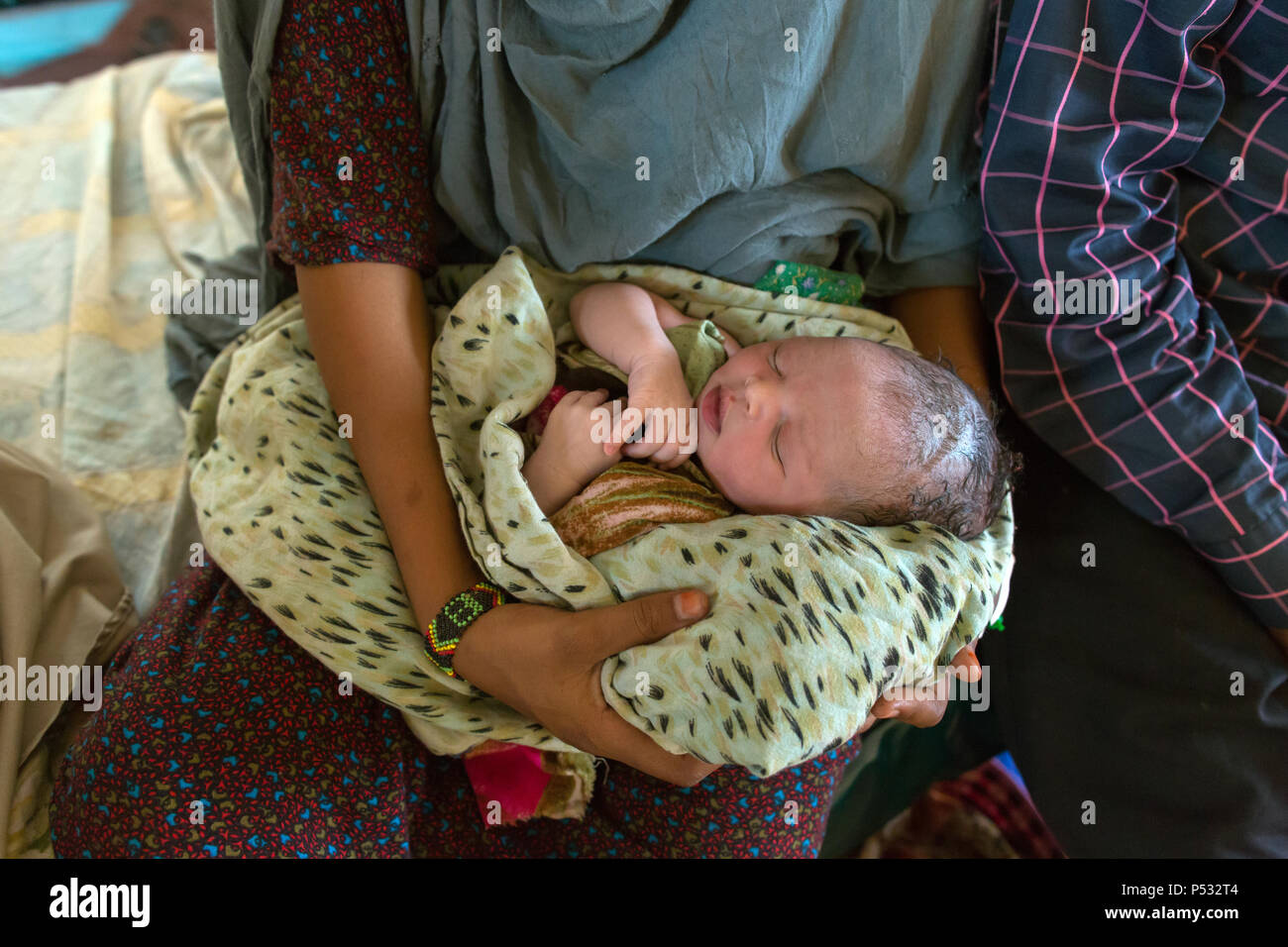 Kakuma, Kenya - Newborn in the maternal birth station of the Johanniter foreign aid in the refugee camp Kakuma. Stock Photo