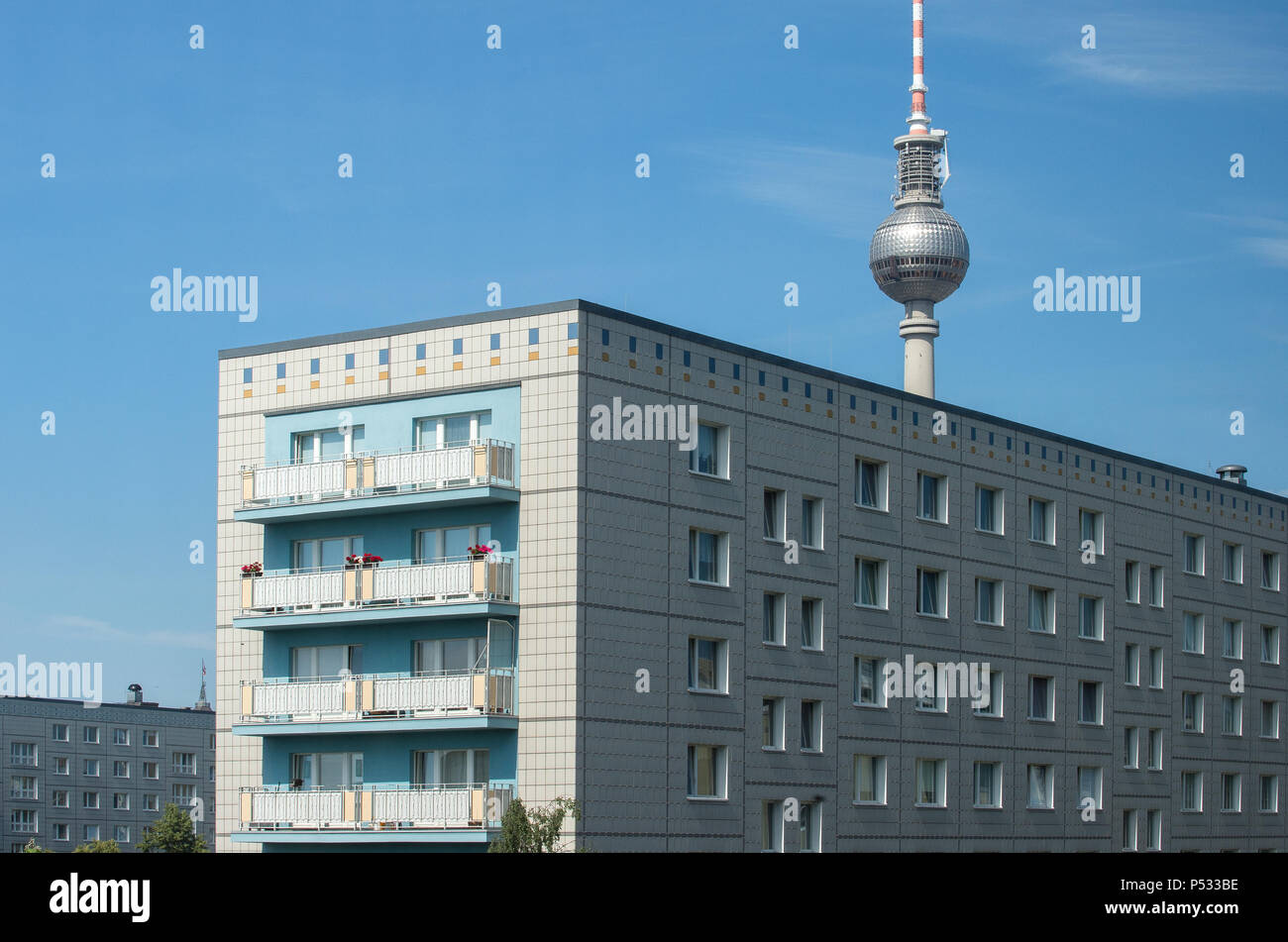 Residential buildings in the city center east of Berlin Stock Photo