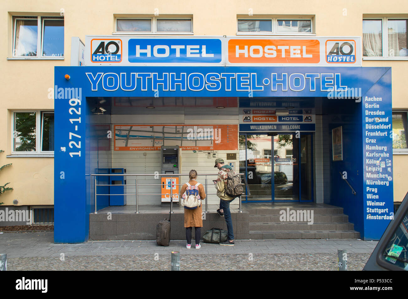 The AO Hotel / Hostel in Koepenicker Strasse in Berlin-Mitte Stock Photo