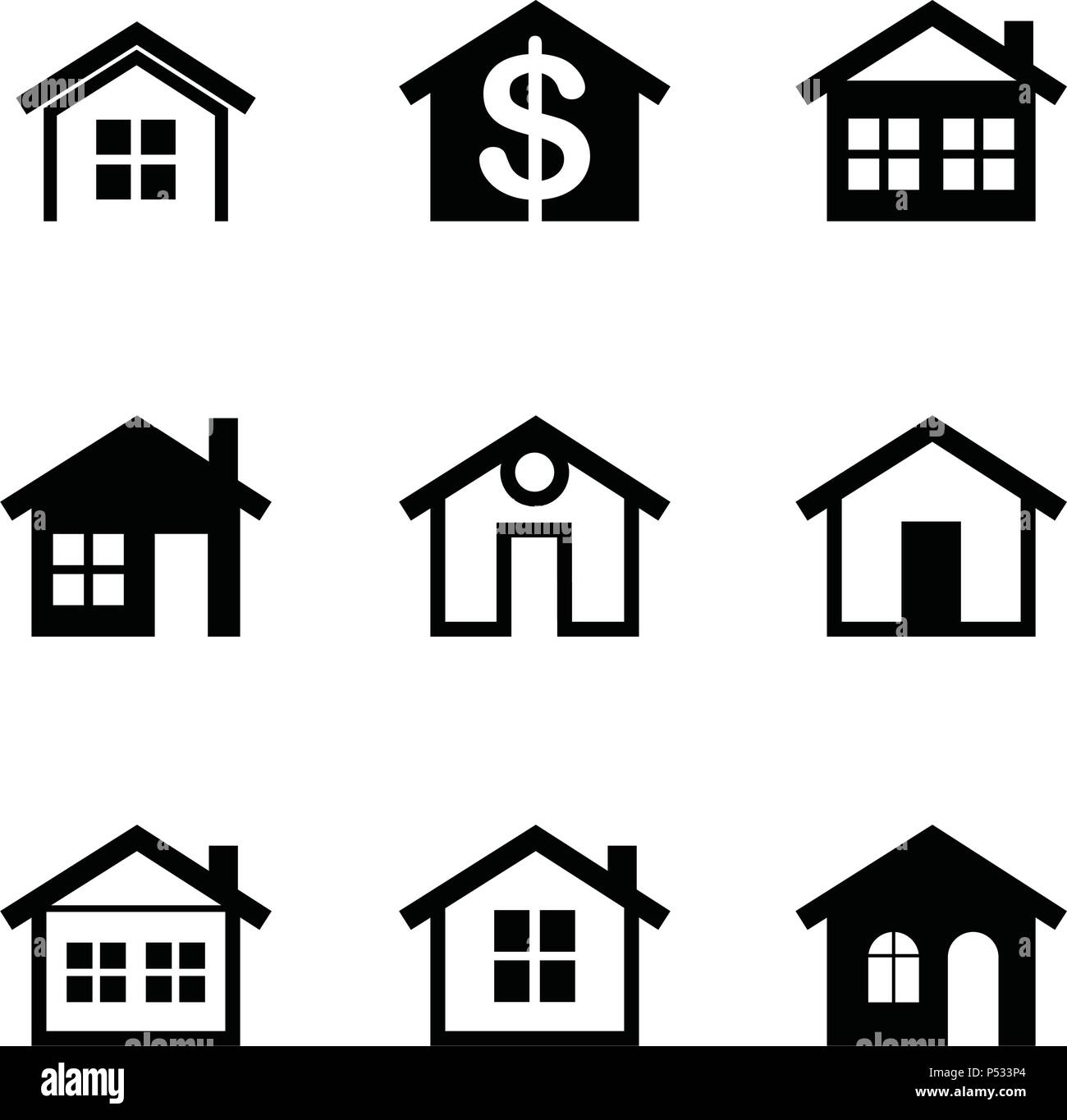 Set of black house and home icon. Vector Illustration Stock Vector ...