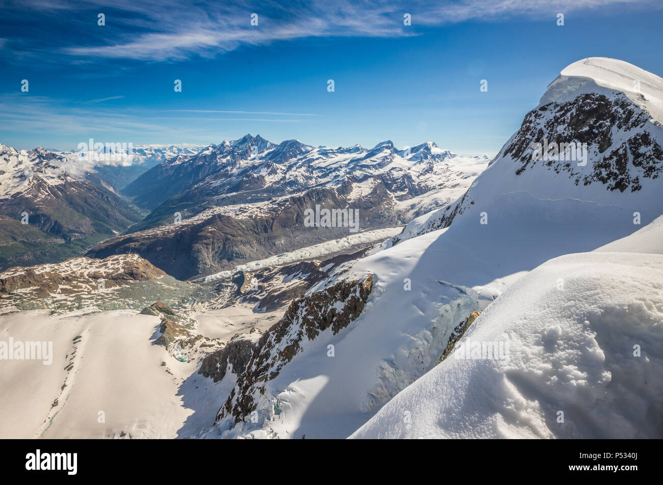 Swiss Alps as seen from Matterhorn Stock Photo