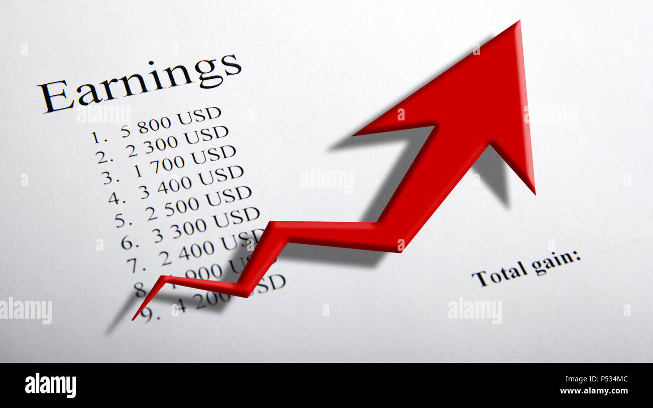 table with earnings with digits and diagram close up Stock Photo - Alamy