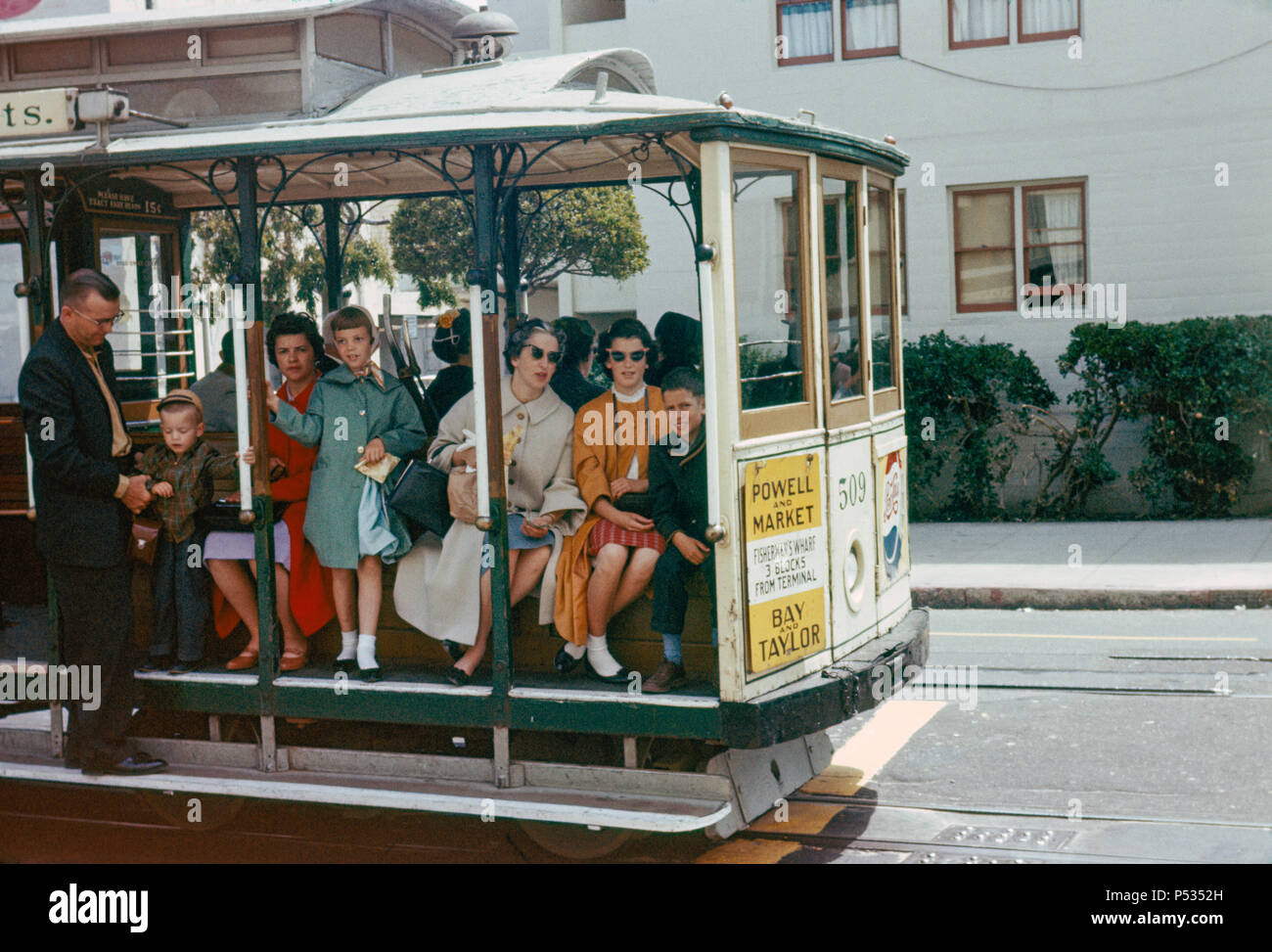 Tourists On San Francisco Cable Car 1960 S Sf Ca Usa Stock Photo Alamy