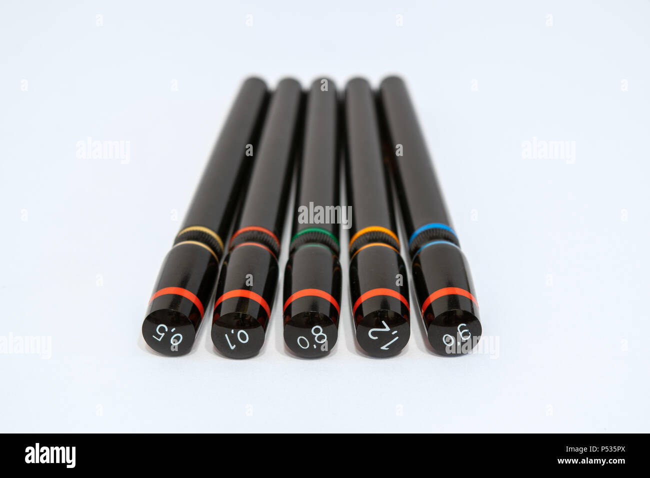 Technical pens (rapidograph) isolated on white background Stock Photo