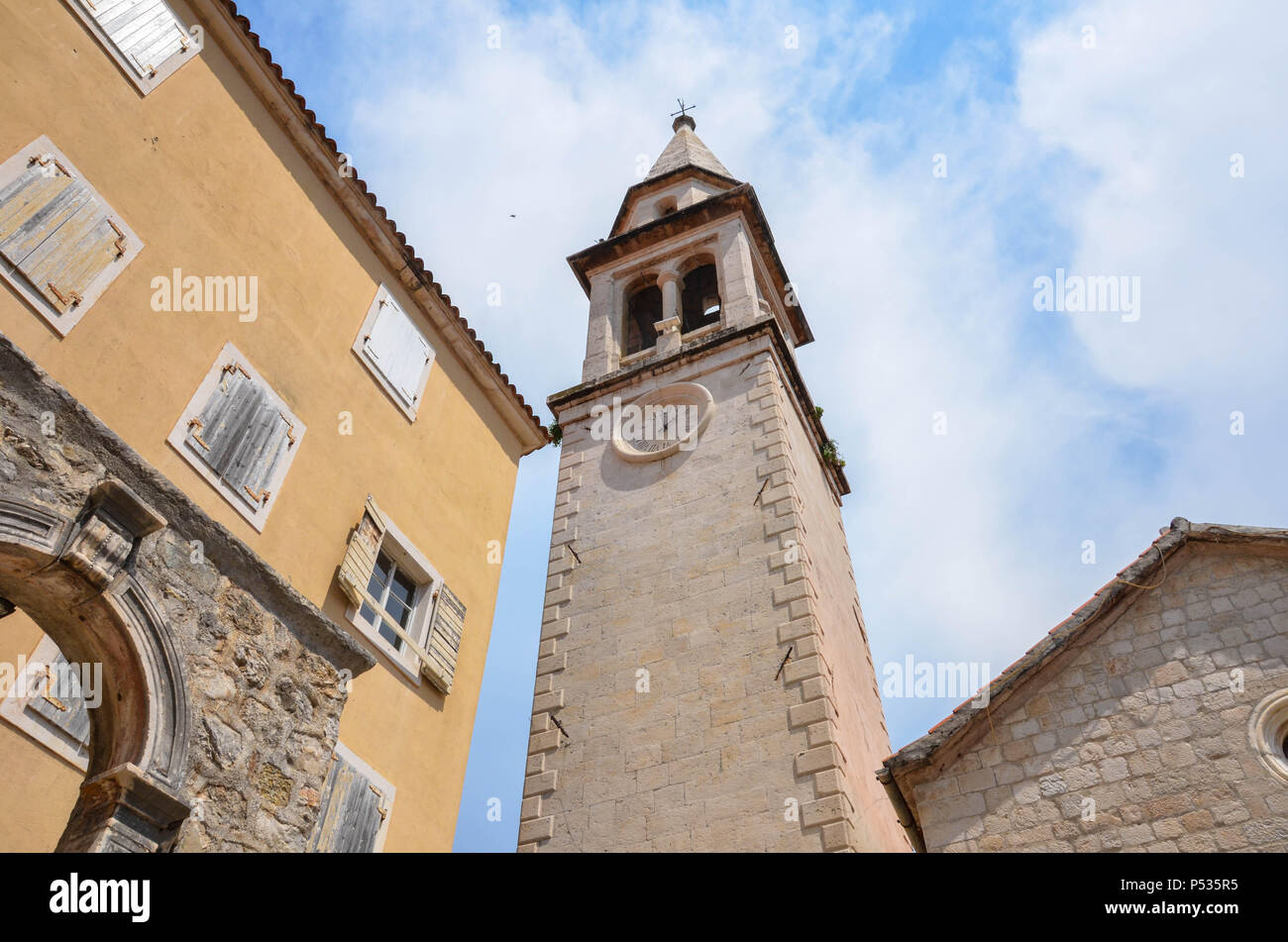 Saint Ivan Church, Old Town (Stari Grad), Budva, Montenegro, Adriatic Coast, Balkans, May 2018 Stock Photo