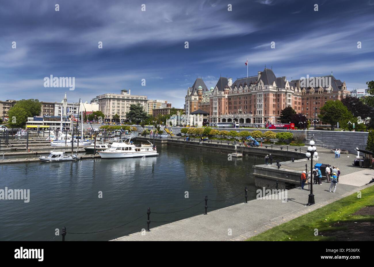 Fairmont Empress Hotel Building in Victoria British Columbia. City Center Inner Harbor Skyline on Vancouver Island Canada Stock Photo