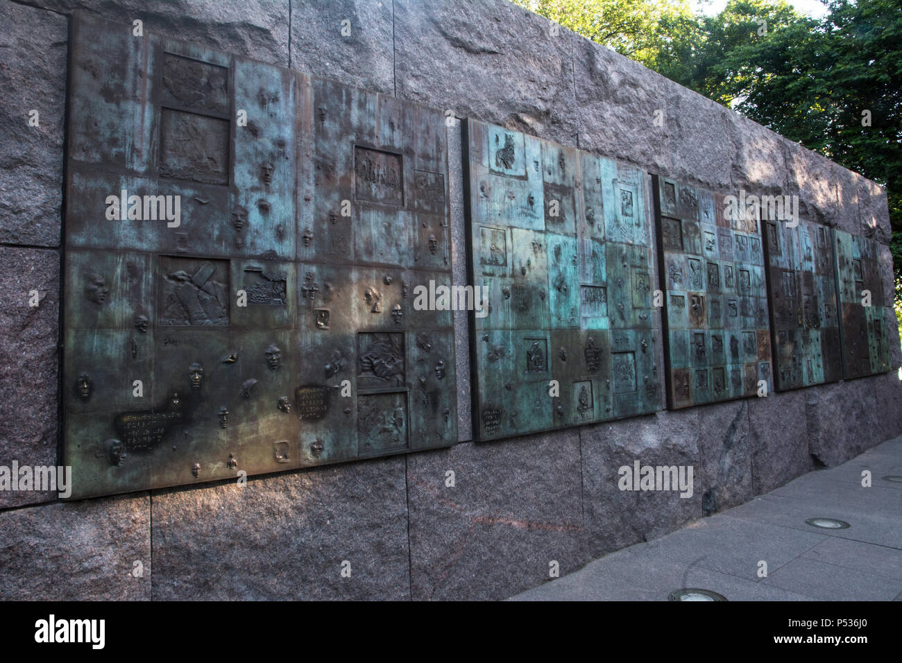 Social Programs bronze releif sculpture in the Franklin Delano Roosevelt Memorial, Washington, DC Stock Photo