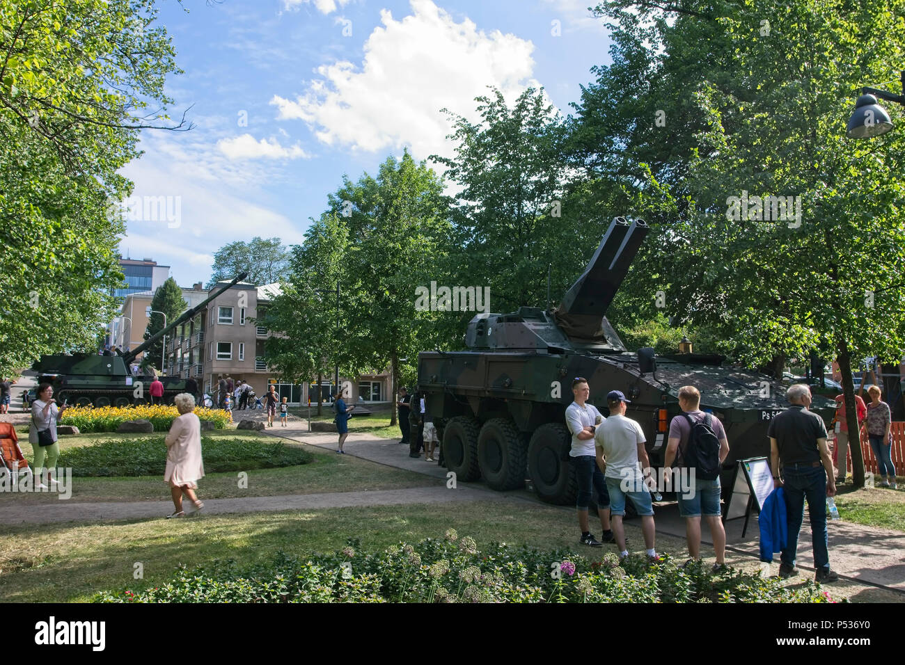 Finnish Defence Forces artillery on display, Lappeenranta Finland Stock Photo